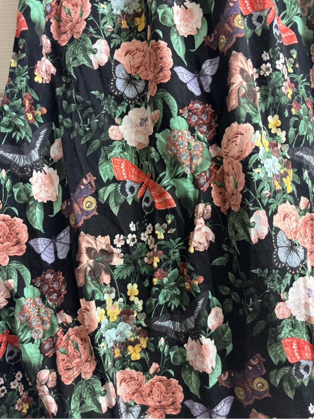 Hanna Andersson Black Floral & Butterfly Dress Pink Ribbon Straps